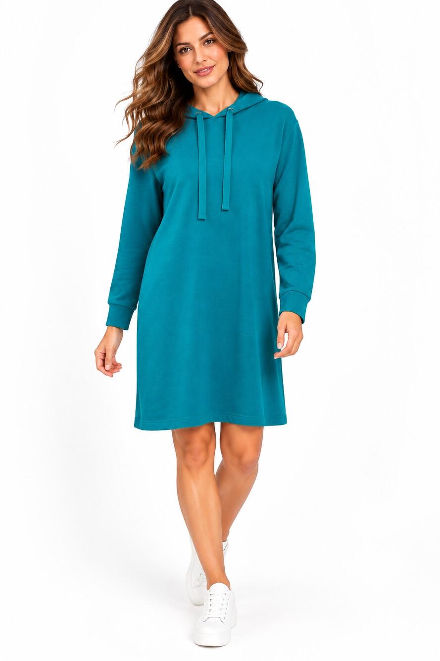 Belle Beach by Kim Gravel Turquoise Hooded Tunic Dress Women’s Size Medium